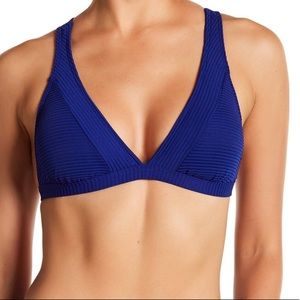 LA Blanca Cross Back Bikini Top blue size 14